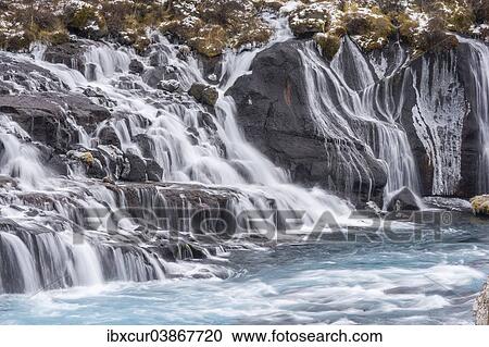 "Hraunfossar waterfalls, near Husafell, Iceland, Europe" View Large Photo Image Stock Image - "Hraunfossar waterfalls, near Husafell, Iceland, Europe". Fotosearch