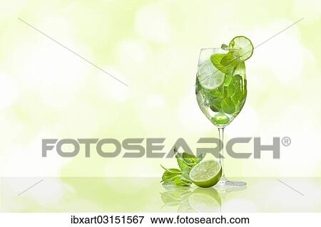 Hugo cocktail with lime and mint View Large Photo Image Stock Photo - Hugo cocktail with lime and mint. Fotosearch