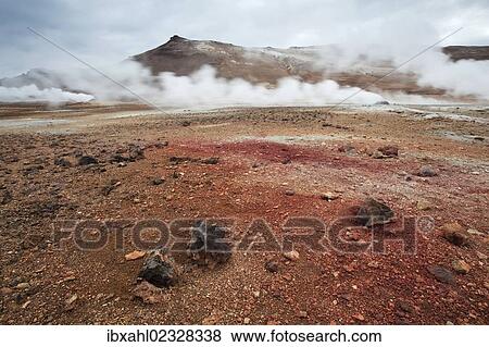 Stock Photo - "Hverir solfatara field, Reykjahilid, Myvatn, North Iceland, Iceland, Europe". Fotosearch