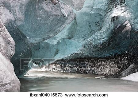 Stock Image - "Ice cave in the Vatnajokull glacier, Hofn, Eastern Region, Iceland, Europe". Fotosearch