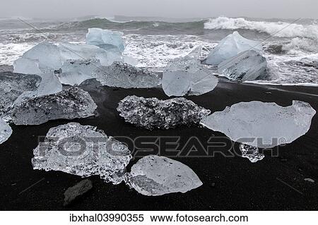 "Ice floes on the Jokulsarlon lava beach, Iceland, Europe" View Large Photo Image Stock Photography - "Ice floes on the Jokulsarlon lava beach, Iceland, Europe". Fotosearch