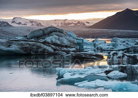 "Icebergs, Jokulsarlon Glacier Lagoon in the afterglow, Vatnajokull Glacier, Austurland, East Iceland, Iceland, Europe" View Large Photo Image Picture - "Icebergs, Jokulsarlon Glacier Lagoon in the afterglow, Vatnajokull Glacier, Austurland, East Iceland, Iceland, Europe". Fotosearch