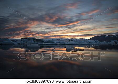 "Icebergs, Jokulsarlon Glacier Lagoon in the afterglow, Vatnajokull Glacier, Austurland, East Iceland, Iceland, Europe" View Large Photo Image Stock Image - "Icebergs, Jokulsarlon Glacier Lagoon in the afterglow, Vatnajokull Glacier, Austurland, East Iceland, Iceland, Europe". Fotosearch