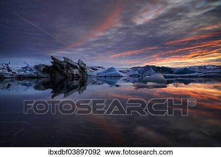 "Icebergs, Jokulsarlon Glacier Lagoon in the afterglow, Vatnajokull Glacier, Austurland, East Iceland, Iceland, Europe" View Large Photo Image Stock Image - "Icebergs, Jokulsarlon Glacier Lagoon in the afterglow, Vatnajokull Glacier, Austurland, East Iceland, Iceland, Europe". Fotosearch