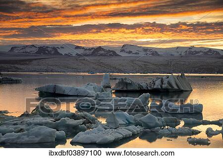"Icebergs, Jokulsarlon Glacier Lagoon in the afterglow, Vatnajokull Glacier, Austurland, East Iceland, Iceland, Europe" View Large Photo Image Stock Image - "Icebergs, Jokulsarlon Glacier Lagoon in the afterglow, Vatnajokull Glacier, Austurland, East Iceland, Iceland, Europe". Fotosearch