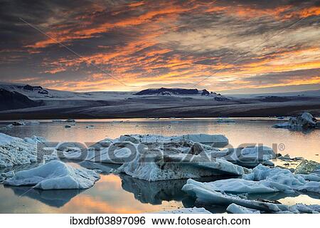 "Icebergs, Jokulsarlon Glacier Lagoon in the afterglow, Vatnajokull Glacier, Austurland, East Iceland, Iceland, Europe" View Large Photo Image Stock Photograph - "Icebergs, Jokulsarlon Glacier Lagoon in the afterglow, Vatnajokull Glacier, Austurland, East Iceland, Iceland, Europe". Fotosearch
