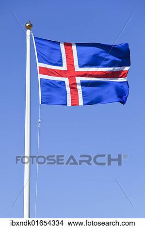 "Icelandic national flag blowing in the wind, Iceland, Europe" View Large Photo Image Picture - "Icelandic national flag blowing in the wind, Iceland, Europe". Fotosearch