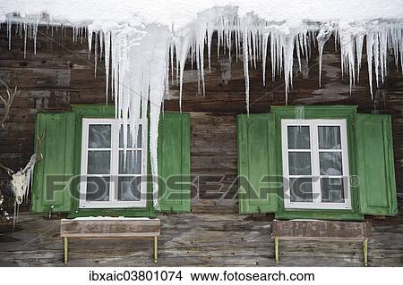 "Icicles above the windows of a hunting lodge, Admont, Upper Styria, Styria, Austria, Europe" View Large Photo Image Picture - "Icicles above the windows of a hunting lodge, Admont, Upper Styria, Styria, Austria, Europe". Fotosearch