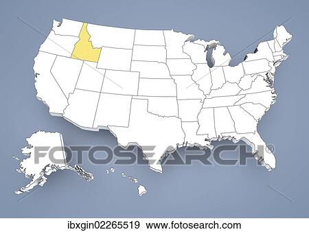"Idaho, ID, highlighted on a contour map of USA, United States of America, 3D illustration" View Large Photo Image Stock Photo - "Idaho, ID, highlighted on a contour map of USA, United States of America, 3D illustration". Fotosearch