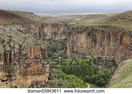Stock Image - "Ihlara Valley or Peristrema Valley, Ihlara, Aksaray Province, Cappadocia, Central Anatolia Region, Anatolia, Turkey, Asia". Fotosearch