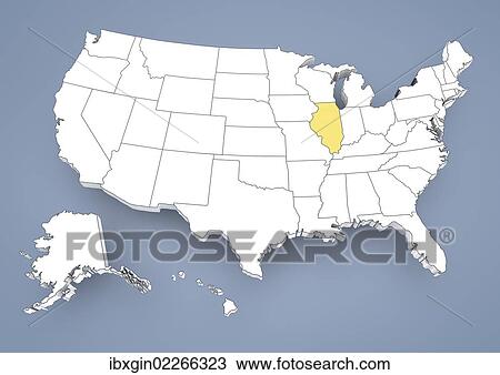 "Illinois, IL, highlighted on a contour map of USA, United States of America, 3D illustration" View Large Photo Image Stock Image - "Illinois, IL, highlighted on a contour map of USA, United States of America, 3D illustration". Fotosearch