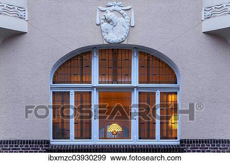 "Illuminated Art Nouveau window of a tenement house in 1900, Munster, Munsterland, North Rhine-Westphalia, Germany, Europe" View Large Photo Image Stock Photo - "Illuminated Art Nouveau window of a tenement house in 1900, Munster, Munsterland, North Rhine-Westphalia, Germany, Europe". Fotosearch