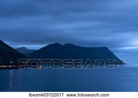 "Illuminated dock, night mood, Eysturoy, Faroe Islands, Denmark, Europe" View Large Photo Image Stock Photo - "Illuminated dock, night mood, Eysturoy, Faroe Islands, Denmark, Europe". Fotosearch
