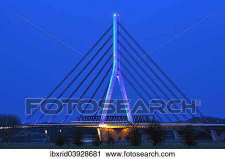 "Illuminated Niederrheinbrucke Wesel, road bridge at night, Wesel, North Rhine-Westphalia, Germany, Europe" View Large Photo Image Stock Image - "Illuminated Niederrheinbrucke Wesel, road bridge at night, Wesel, North Rhine-Westphalia, Germany, Europe". Fotosearch