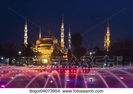 "Illuminated Sultan Ahmed Mosque, UNESCO World Heritage Site, European side, Istanbul, Turkey, Asia" View Large Photo Image Picture - "Illuminated Sultan Ahmed Mosque, UNESCO World Heritage Site, European side, Istanbul, Turkey, Asia". Fotosearch