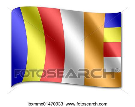 Stock Image - International Buddhist Flag. Fotosearch