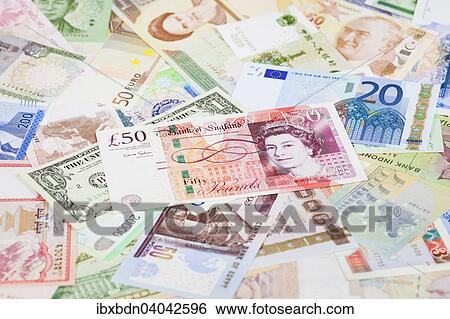 International currency banknotes View Large Photo Image Stock Photograph - International currency banknotes. Fotosearch