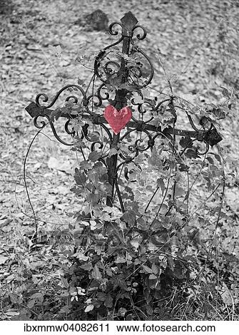 "Iron cross with red heart, black and white, grave in a cemetery, France, Europe" View Large Photo Image Stock Image - "Iron cross with red heart, black and white, grave in a cemetery, France, Europe". Fotosearch