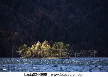 "Island in the stormy Eibsee Lake, autumn, Bavaria, Germany, Europe" View Large Photo Image Stock Image - "Island in the stormy Eibsee Lake, autumn, Bavaria, Germany, Europe". Fotosearch