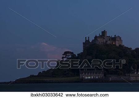 "Island of St Michael's Mount at dusk, Marazion, Cornwall, England, United Kingdom, Europe" View Large Photo Image Stock Image - "Island of St Michael's Mount at dusk, Marazion, Cornwall, England, United Kingdom, Europe". Fotosearch