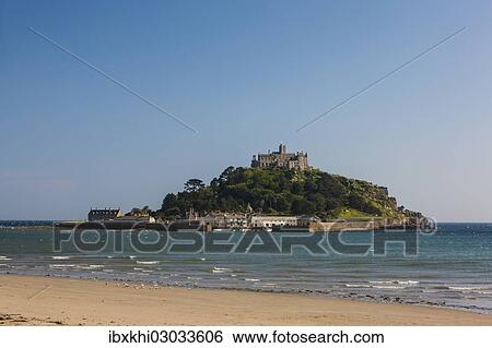 Stock Photograph - "Island of St Michael's Mount at high tide, Marazion, Cornwall, England, United Kingdom, Europe". Fotosearch