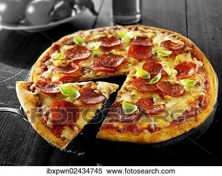 Italian pepperoni pizza View Large Photo Image Stock Photography - Italian pepperoni pizza. Fotosearch