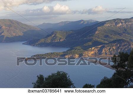 "Iztuzu beach with the bay of Ekincik, view from Mt Bozburun Tepesi, Dalyan, Mugla Province, Turkish Riviera or Turquoise Coast, Aegean, Turkey, Asia" View Large Photo Image Stock Image - "Iztuzu beach with the bay of Ekincik, view from Mt Bozburun Tepesi, Dalyan, Mugla Province, Turkish Riviera or Turquoise Coast, Aegean, Turkey, Asia". Fotosearch