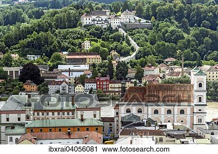 "Jesuit Church of St. Michael, above Mariahilf Monastery, old town, River Inn, Passau, Lower Bavaria, Bavaria, Germany, Europe" View Large Photo Image Stock Image - "Jesuit Church of St. Michael, above Mariahilf Monastery, old town, River Inn, Passau, Lower Bavaria, Bavaria, Germany, Europe". Fotosearch