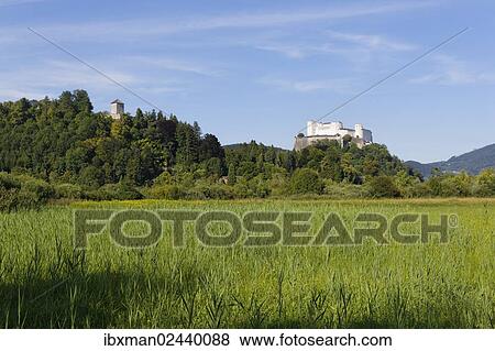 "Josefsturm tower on Moenchsberg mountain and Hohensalzburg Castle, Salzburg, Austria, Europe, PublicGround, Europe" View Large Photo Image Stock Photo - "Josefsturm tower on Moenchsberg mountain and Hohensalzburg Castle, Salzburg, Austria, Europe, PublicGround, Europe". Fotosearch
