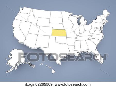 "Kansas, KS, highlighted on a contour map of USA, United States of America, 3D illustration" View Large Photo Image Stock Photo - "Kansas, KS, highlighted on a contour map of USA, United States of America, 3D illustration". Fotosearch