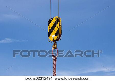 Stock Image - Karabiner or hook of a heavy-duty crane. Fotosearch