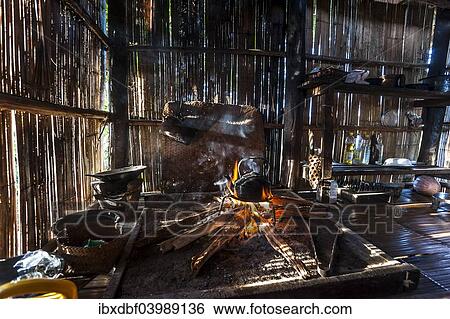 "Kettle over an open fire in a kitchen made of bamboo, Lahu village, province of Mae Hong Song, Northern Thailand, Thailand, Asia" View Large Photo Image Stock Photograph - "Kettle over an open fire in a kitchen made of bamboo, Lahu village, province of Mae Hong Song, Northern Thailand, Thailand, Asia". Fotosearch