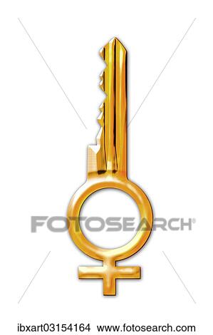 Picture - "Key with the symbol for Venus, illustration". Fotosearch