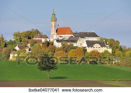 Stock Image - "Kloster Andechs, Benedictine Monastery, Andechs, Upper Bavaria, Bavaria, Germany, Europe". Fotosearch