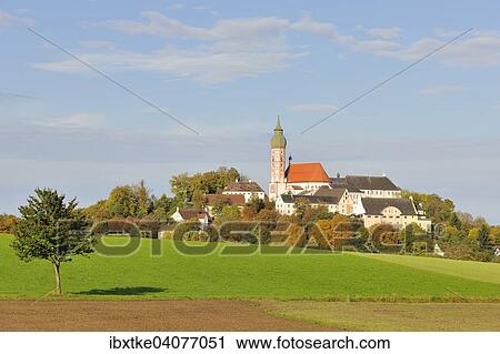 Stock Image - "Kloster Andechs, Benedictine Monastery, Andechs, Upper Bavaria, Bavaria, Germany, Europe". Fotosearch