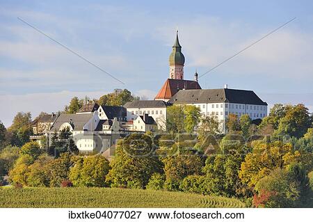 Stock Photo - "Kloster Andechs, Benedictine Monastery, Andechs, Upper Bavaria, Bavaria, Germany, Europe". Fotosearch
