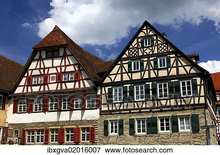 "Kocherfront, historical ensemble of half-timbered houses alongside the Kocher River in the historic town centre of Schwaebisch Hall, Baden-Wuerttemberg, Germany, Europe" View Large Photo Image Stock Photo - "Kocherfront, historical ensemble of half-timbered houses alongside the Kocher River in the historic town centre of Schwaebisch Hall, Baden-Wuerttemberg, Germany, Europe". Fotosearch