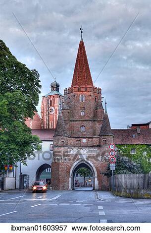 "Kreuztor city gate and Liebfrauenmuenster or Muenster Zur Schoenen unseren Frau, Church of Our Lady, Ingolstadt, Upper Bavaria, Bavaria, Germany, Europe" View Large Photo Image Stock Photo - "Kreuztor city gate and Liebfrauenmuenster or Muenster Zur Schoenen unseren Frau, Church of Our Lady, Ingolstadt, Upper Bavaria, Bavaria, Germany, Europe". Fotosearch