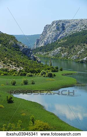Stock Image - "Krka river, Krka National Park, Roski Slap, Croatia, Europe". Fotosearch