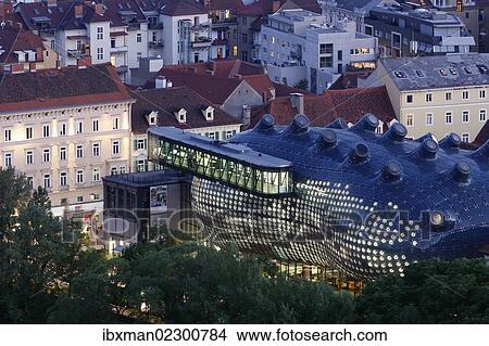 "Kunsthaus, art house, view from Schlossberg, castle hill, Graz, Styria, Austria, Europe, PublicGround, Europe" View Large Photo Image Picture - "Kunsthaus, art house, view from Schlossberg, castle hill, Graz, Styria, Austria, Europe, PublicGround, Europe". Fotosearch