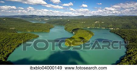 Stock Photo - "Lac de Vouglans reservoir, Cernon, Franche-Comte, France, Europe". Fotosearch