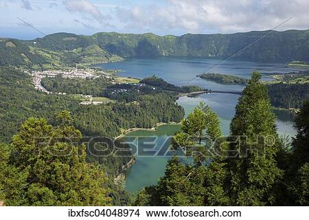 "Lagoa Verde and Lagoa Azul, Caldeira das Sete Cidades, Sao Miguel, Azores, Portugal, Europe" View Large Photo Image Picture - "Lagoa Verde and Lagoa Azul, Caldeira das Sete Cidades, Sao Miguel, Azores, Portugal, Europe". Fotosearch