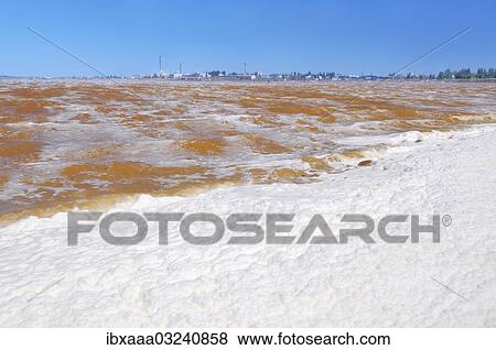 Stock Photo - "Lake contaminated by chemical waste, Krasnoperekopsk, Crimea, Ukraine, Europe". Fotosearch