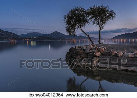 Picture - "Lake Egirdir Golu at night, Yesilada, Isparta, Turkey, Asia". Fotosearch