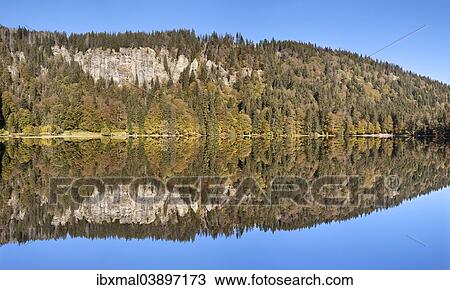 Stock Image - "Lake Feldsee and Feldberg mountain, Black Forest, Baden-Wurttemberg, Germany, Europe". Fotosearch