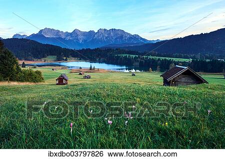 "Lake Geroldsee or Wagenbruchsee, dusk, Gerold, Krun, Bavaria, Germany, Europe" View Large Photo Image Stock Photograph - "Lake Geroldsee or Wagenbruchsee, dusk, Gerold, Krun, Bavaria, Germany, Europe". Fotosearch