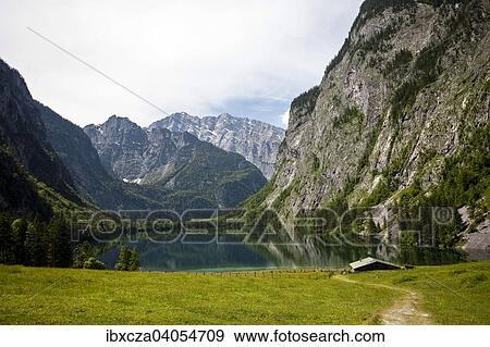 "Lake Obersee with view of Watzmann mountains, Lake Konigssee, Berchtesgaden, Bavaria, Germany, Europe" View Large Photo Image Stock Photo - "Lake Obersee with view of Watzmann mountains, Lake Konigssee, Berchtesgaden, Bavaria, Germany, Europe". Fotosearch