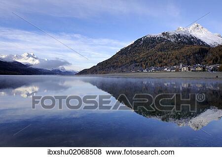 "Lake Silvaplana with village of Silvaplana, Mt Piz da la Margna at back, St. Moritz, Engadine, Grisons, Switzerland, Europe" View Large Photo Image Stock Photo - "Lake Silvaplana with village of Silvaplana, Mt Piz da la Margna at back, St. Moritz, Engadine, Grisons, Switzerland, Europe". Fotosearch