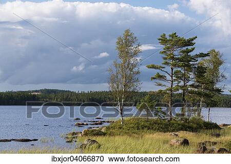 Stock Image - "Lake Skarvsjo, Asenhoga, Gnosjo, Jonkoping County, Sweden, Europe". Fotosearch