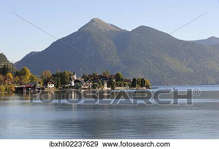 "Lake Walchensee, Lake Walchen and the town of Walchensee, Jochberg mountain at the back, Kochel, Upper Bavaria, Bavaria, Germany, Europe, PublicGround, Europe" View Large Photo Image Stock Photo - "Lake Walchensee, Lake Walchen and the town of Walchensee, Jochberg mountain at the back, Kochel, Upper Bavaria, Bavaria, Germany, Europe, PublicGround, Europe". Fotosearch